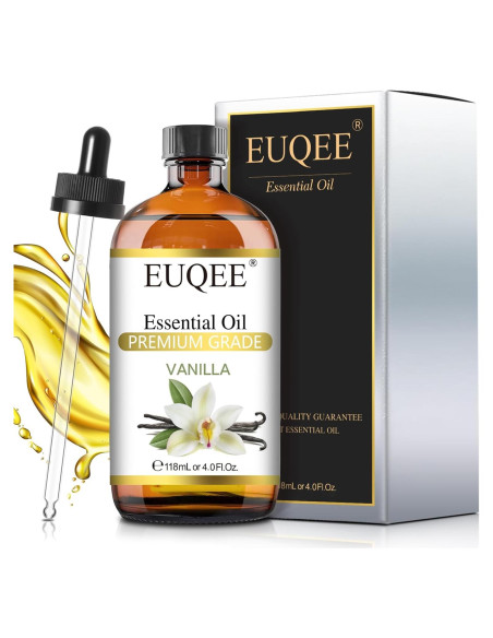 Aceite Esencial de Vainilla EUQEE 118ml - Aroma Natural para Difusor y Masaje Aceite Esencial de Vainilla EUQEE 118ml - Aroma Natural para Difusor y Masaje