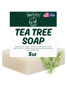 Jabón Natural de Árbol de Té Herblov 108g - Limpiador Facial y Corporal
