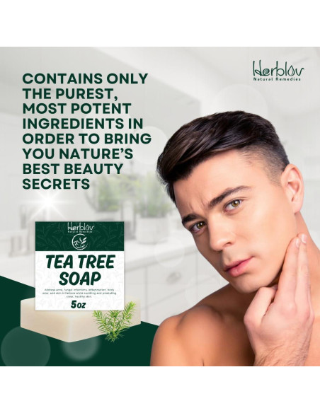 Jabón Natural de Árbol de Té Herblov 108g - Limpiador Facial y Corporal Jabón Natural de Árbol de Té Herblov 108g - Limpiador Facial y Corporal