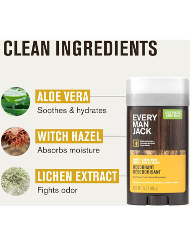 Desodorante natural Every Man Jack Ámbar + Sándalo 85g - Sin aluminio