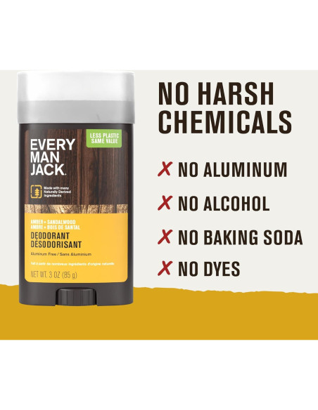 Desodorante natural Every Man Jack Ámbar + Sándalo 85g - Sin aluminio
