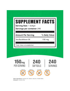 Gelatinas de Aceite de Espino Marino BulkSupplements 240 unidades 150mg 2