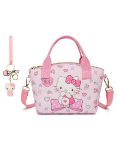 Mini Bolsa Cruzada de Cuero PU Rosa con Llavero - 16x7.1x22cm