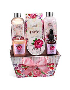 Cesta de Spa Floral Peonía Freida y Joe - Set 7 Piezas