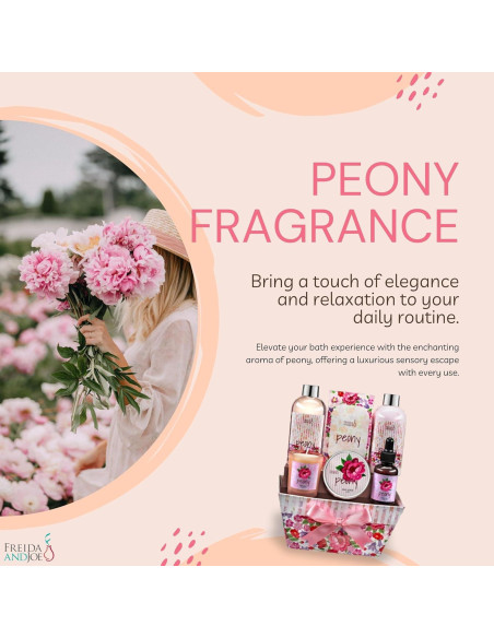 Cesta de Spa Floral Peonía Freida y Joe - Set 7 Piezas Cesta de Spa Floral Peonía Freida y Joe - Set 7 Piezas