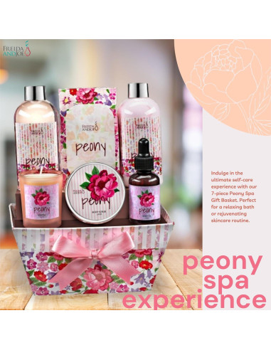 Cesta de Spa Floral Peonía Freida y Joe - Set 7 Piezas