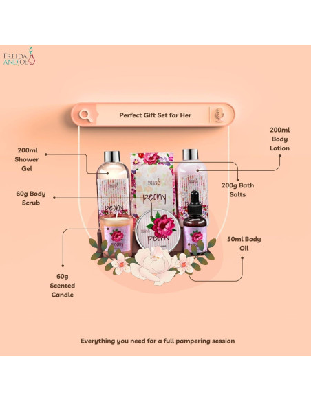 Cesta de Spa Floral Peonía Freida y Joe - Set 7 Piezas Cesta de Spa Floral Peonía Freida y Joe - Set 7 Piezas