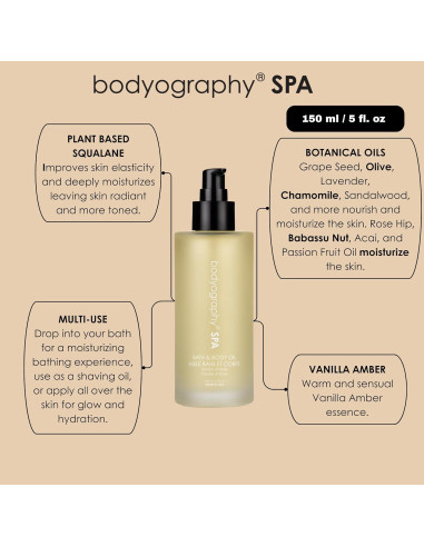 Aceite Corporal y de Baño Bodyography Spa 118 ml - Ámbar de Vainilla