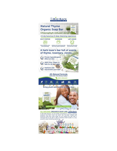 Jabón Natural de Tomillo Orgánico Bio-Safe 113g - Hecho en EE. UU.