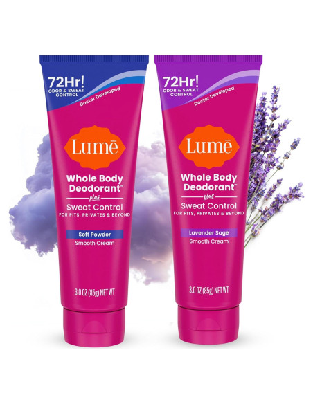Desodorante Corporal Lume Plus Control de Sudor 85g - Polvo Suave y Salvia Lavanda