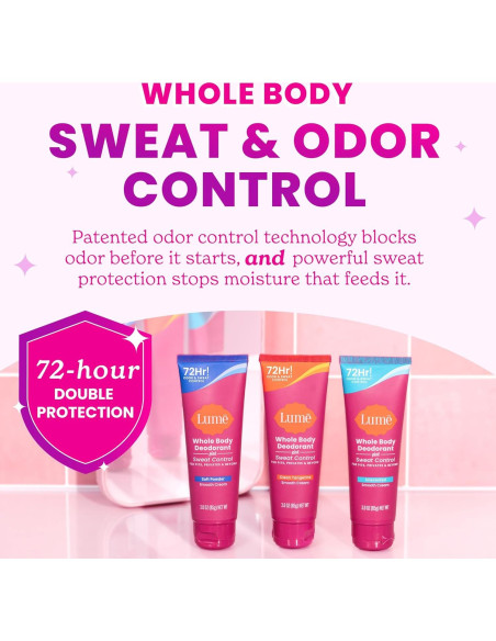 Desodorante Corporal Lume Plus Control de Sudor 85g - Polvo Suave y Salvia Lavanda