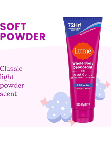 Desodorante Corporal Lume Plus Control de Sudor 85g - Polvo Suave y Salvia Lavanda