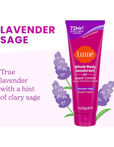 Desodorante Corporal Lume Plus Control de Sudor 85g - Polvo Suave y Salvia Lavanda