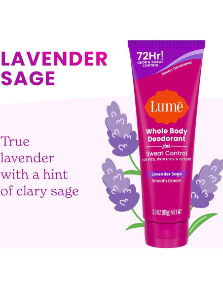 Desodorante Corporal Lume Plus Control de Sudor 85g - Polvo Suave y Salvia Lavanda