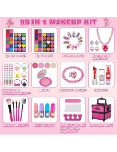 Kit de Maquillaje para Niñas 99 Piezas Kuovei - Cosméticos Lavables 2