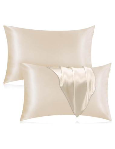 Funda de Almohada de Seda Veaken Reina 100% Morera Beige 50x75cm