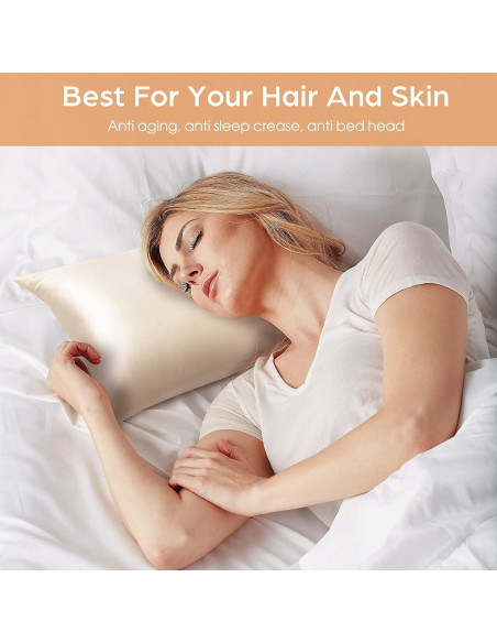 Funda de Almohada de Seda Veaken Reina 100% Morera Beige 50x75cm