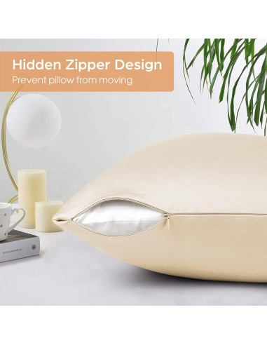 Funda de Almohada de Seda Veaken Reina 100% Morera Beige 50x75cm