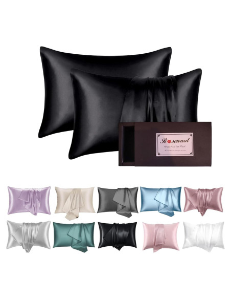 Fundas de Almohada de Seda Morera ROSEWARD 19 Momme Reina 2 Pzs