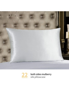 Funda de Almohada de Seda ZIMASILK 22 Momme Rey Gris Claro 2