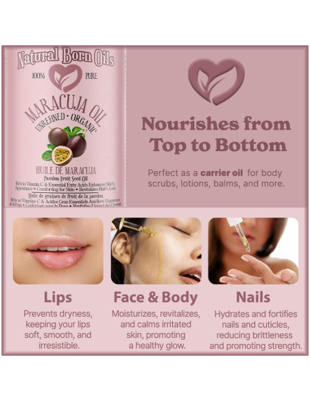 Aceite de Maracuyá 118ml Natural Born Oils - Hidratante Piel y Cabello