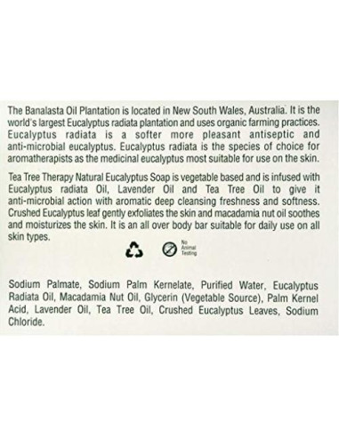 Jabón en barra vegetal Tea Tree Therapy Eucalipto 2 unidades