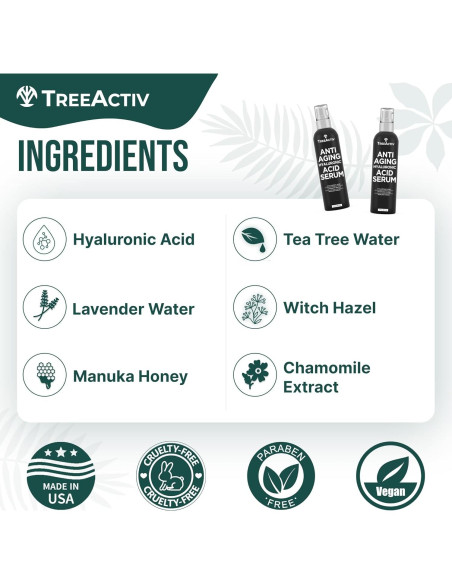 Suero Facial Anti-Envejecimiento TreeActiv 60 ml - Ácido Hialurónico Puro Suero Facial Anti-Envejecimiento TreeActiv 60 ml - Ácido Hialurónico Puro