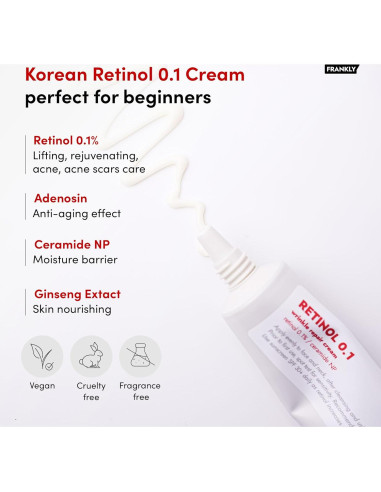 Crema de Retinol 0.1% Frankly 30 ml - Antienvejecimiento y Hidratación