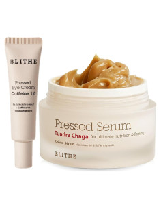 Dúo Cuidado de la Piel Blithe: Suero Tundra Chaga 49.6ml + Crema Ojos Cafeína 19.9ml