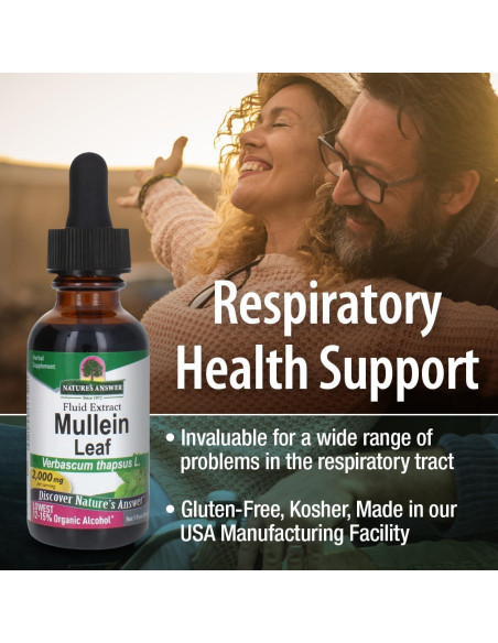Extracto de Hoja de Mullein Nature's Answer 30 ml - Soporte Respiratorio Extracto de Hoja de Mullein Nature's Answer 30 ml - Soporte Respiratorio