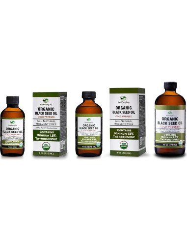 Aceite de Semilla Negra Orgánico HalalEveryDay 473ml Prensado en Frío