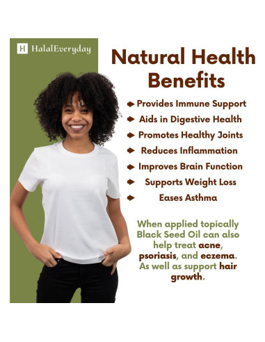 Aceite de Semilla Negra Orgánico HalalEveryDay 473ml Prensado en Frío