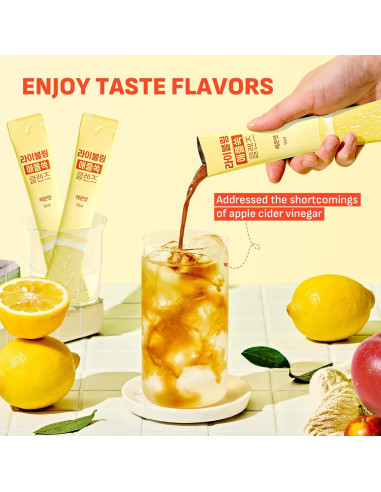 Bebida de Vinagre de Sidra de Manzana Liveling 30 Sticks Limón
