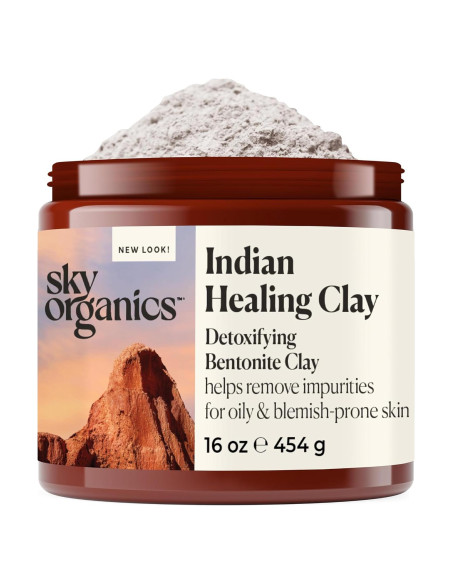 Arcilla Bentonita Sanadora Sky Organics 453.6 g - Mascarilla Desintoxicante
