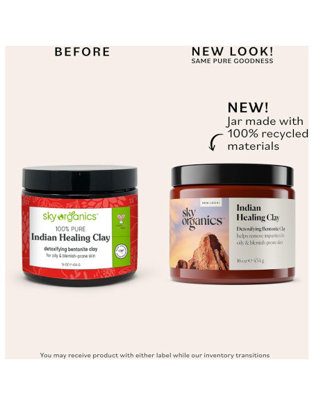 Arcilla Bentonita Sanadora Sky Organics 453.6 g - Mascarilla Desintoxicante