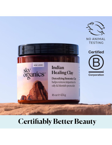 Arcilla Bentonita Sanadora Sky Organics 453.6 g - Mascarilla Desintoxicante