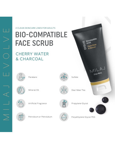 Exfoliante Facial Biocompatible MILAJ Evolve 59 ml - Carbón y Cereza