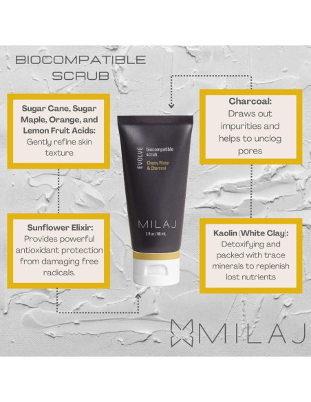 Exfoliante Facial Biocompatible MILAJ Evolve 59 ml - Carbón y Cereza