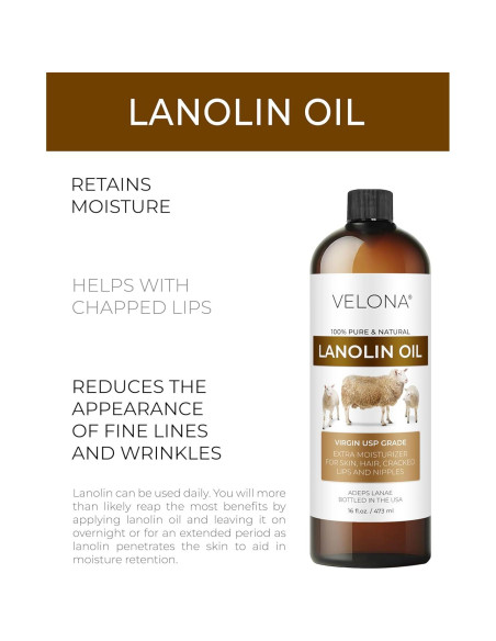 Aceite de Lanolina Velona 473 ml 100% Puro y Natural