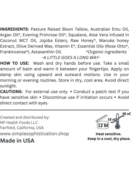 Bálsamo Hidratante Natural BISON EMU HONEY 56.7g