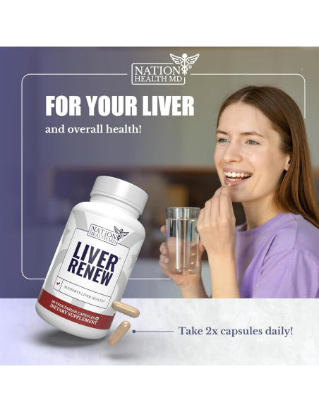 Suplemento Renovar Hígado Nation Health MD - 360 Cápsulas