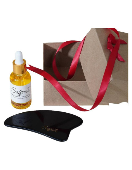 Set de Cuidado Facial 2 Piezas Aceite Azafrán y Gua Sha Set de Cuidado Facial 2 Piezas Aceite Azafrán y Gua Sha