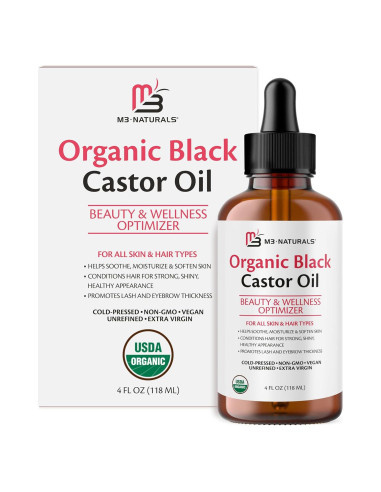 Aceite de Ricino Negro Orgánico M3 Naturals 118 ml para Cabello y Piel