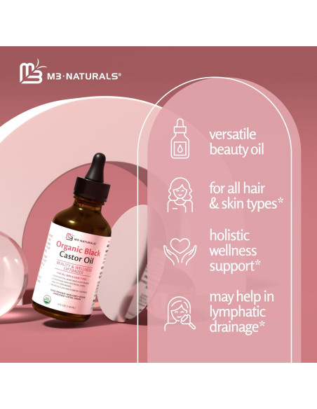 Aceite de Ricino Negro Orgánico M3 Naturals 118 ml para Cabello y Piel