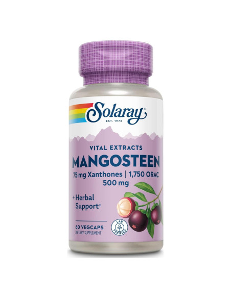 Extracto de Mangosteen Solaray 500mg - 60 Cápsulas Vegetales