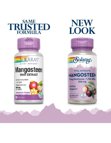 Extracto de Mangosteen Solaray 500mg - 60 Cápsulas Vegetales