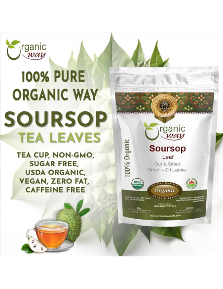 Hoja de Soursop Seco Orgánico 226.8g - Organic Way - Té Herbal