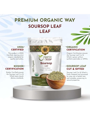 Hoja de Soursop Seco Orgánico 226.8g - Organic Way - Té Herbal