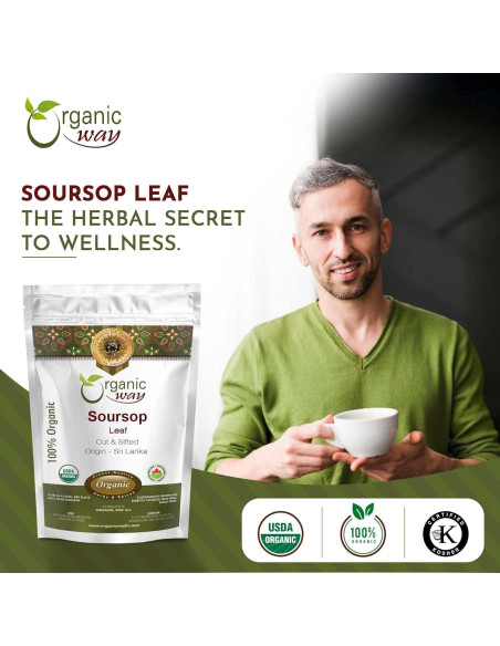 Hoja de Soursop Seco Orgánico 226.8g - Organic Way - Té Herbal