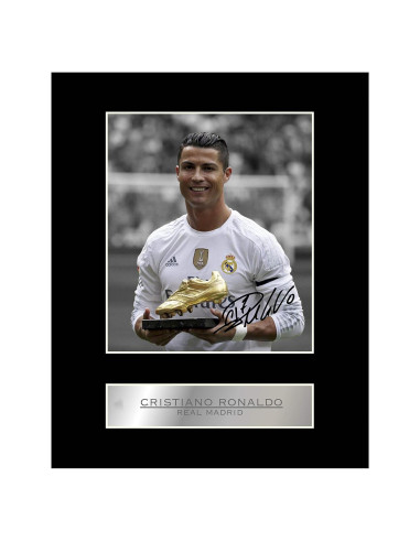 Foto Montada Firmada Cristiano Ronaldo Real Madrid 25.4x20.3 cm